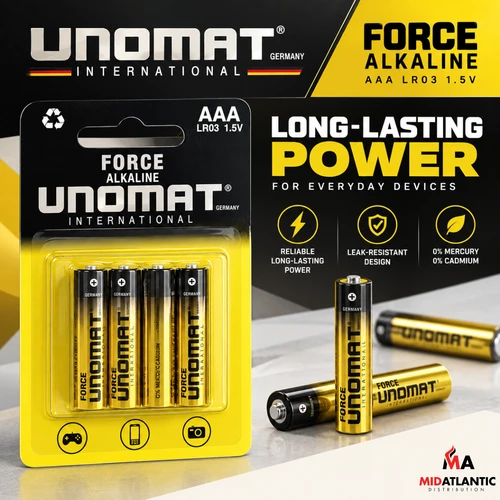 [KCDS] Unomat Force AAA Alkaline Batteries (4 Batteries Per Pack) *Case of 20*