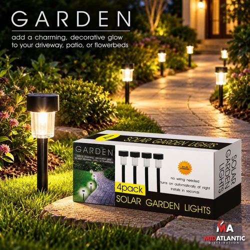 [KCDS] Bulk Buys 4 Piece Solar Powered Garden Lights Set *Case of 5*