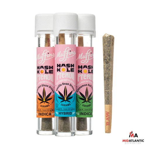 Muffins THCA Hash Hole 2g Pre-Roll (1 Per Tube) *Display of 25*