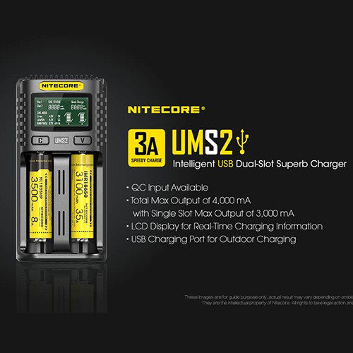 Nitecore UMS2 Dual Slot 3A Smart Charger Nitecore UMS2 Dual Slot 3A Smart Charger