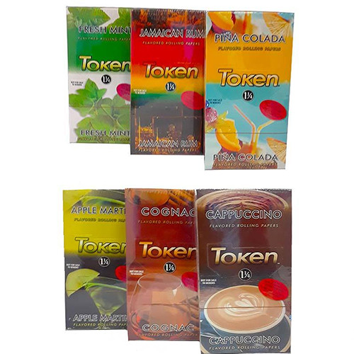 Token Flavored Rolling Papers 1 1/4 Size *Display of 24 Booklets*
