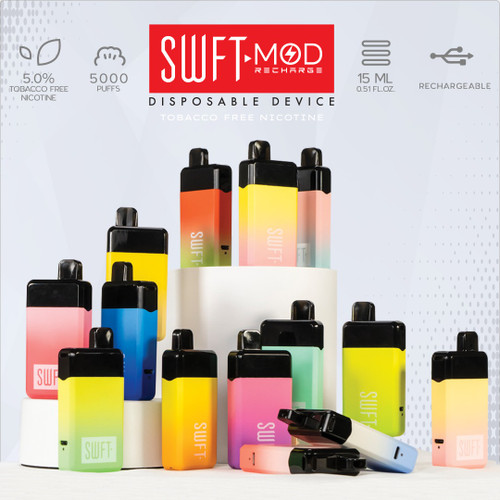 Swft Mod | 5000 PUFF RECHARGEABLE TFN Disposable Device | 15ML | 50MG Swft Mod | 5000 PUFF RECHARGEABLE TFN Disposable Device | 15ML | 50MG