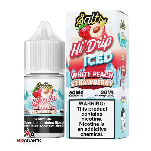 Hi Drip Iced 50mg Salts 30mL *Pack of 2 x 15mL* - White Peach Strawberry Hi Drip Iced 50mg Salts 30mL *Pack of 2 x 15mL* - White Peach Strawberry