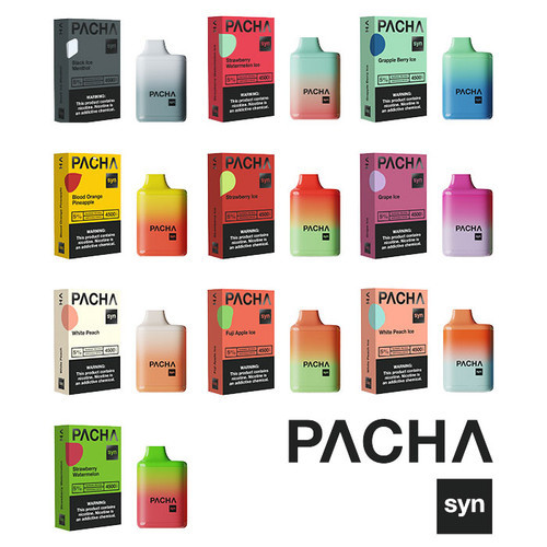 Pacha SYN 4500 Puffs 50mg Rechargeable 12mL Disposables *Display of 10* Pacha SYN 4500 Puffs 50mg Rechargeable 12mL Disposables *Display of 10*