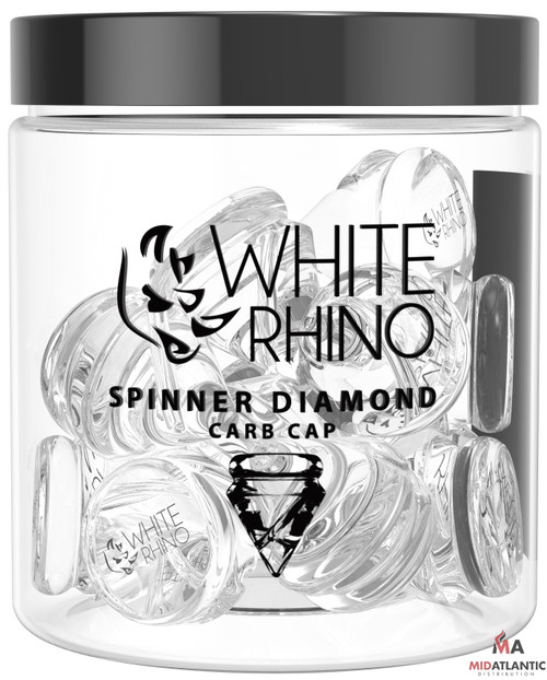 White Rhino Spinner Glass Diamond Carb Cap