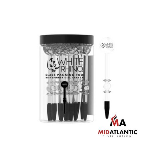 White Rhino Glass Packing w/ Disc Carb Cap *Jar of 15*