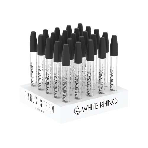 White Rhino Ceramic Dab Straw with Silicone Cap *25 Count Display*