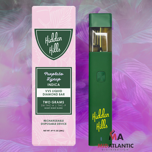 Hidden Hills VVS Night Night Blend Liquid Diamond THCA + D8 + THCP 2g Disposables *Display of 5* 