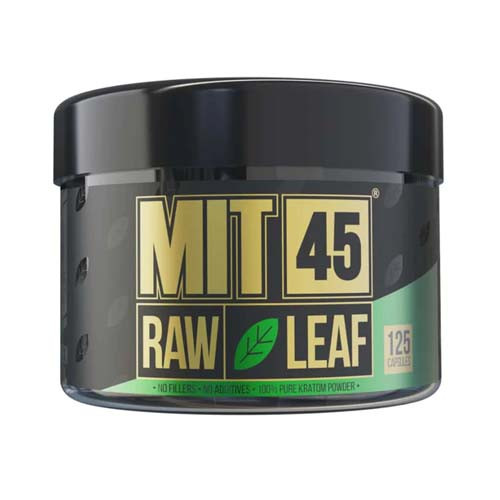 MIT45 Raw Leaf Kratom Capsules *125 Count Jar*