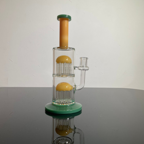 Dual Shower Head Perc 11in. Glass Water Pipe (WCG30-0055)