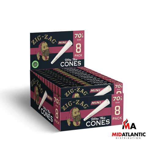 Zig-Zag 70's Mini Cones (8 Cones Per Pack) *Display of 18*