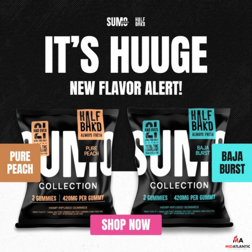 Half Bak'd SUMO Series THCA + THCP + D9 Gummies *(2x 420mg Gummies Per Pouch) *Display of 30 Pouches*
