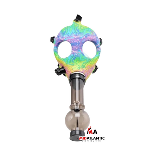 Honey Puff Silicone Gas Mask w/ Acrylic Water Pipe Assorted Colors (P1036) *Sold as Singles*