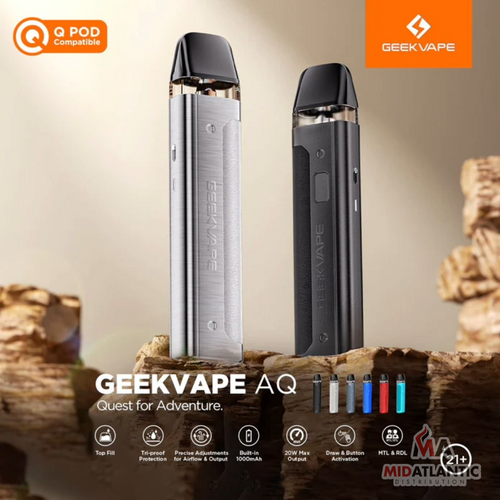 GeekVape AQ 1000mAh Pod System Kit w/ 2 Refillable 2mL Replacement Q Pods GeekVape AQ 1000mAh Pod System Kit w/ 2 Refillable 2mL Replacement Q Pods