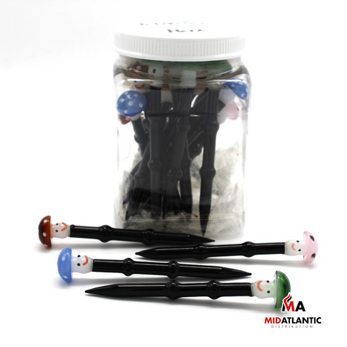 Happy Mushroom Glass Dab Tools (Assorted Colors) *16ct 32oz. Bundle* [GDB-35]