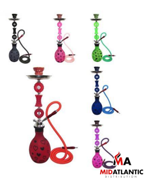 Zebra Smoke Heart 29in. Hookah (Assorted) *Sold As Singles* Zebra Smoke Heart 29in. Hookah (Assorted) *Sold As Singles*