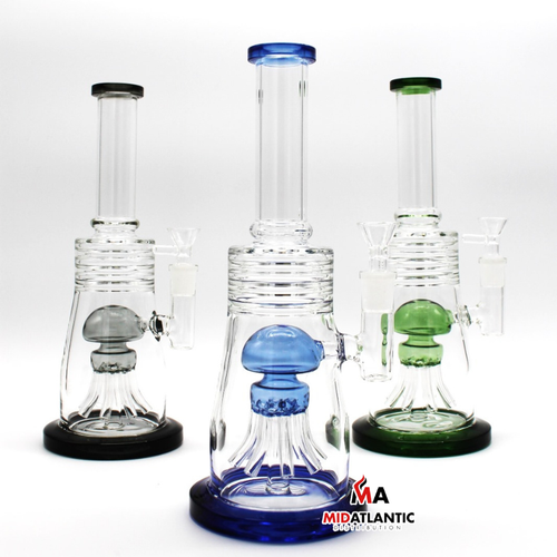 Inner Lined Jellyfish Perc 766g Glass 11.5in. Waterpipe [WCG30-0086] Sold As Singles
