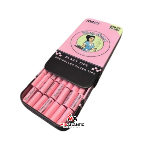 Blazy Susan Pink 100ct Pre-Rolled Filter Tips In Tin *Display of 12 Tins*