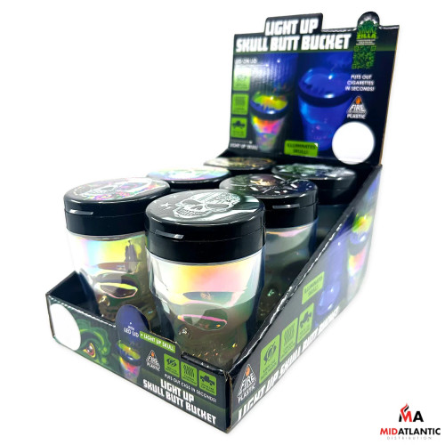 SmokeZilla Butt Buckets (Assorted Designs) *Displays of 6* - Light Up Skull [Model# 23981]