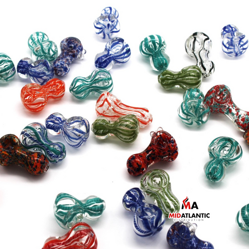 Net Line Design 2in. Glass Peanut Hand Pipe (Assorted Colors) Sold as Singles [102623-MA025]