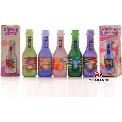 Toxic Wigwag Bottle 4in. Hand Pipe [Model#TXH12] *Sold As Singles*