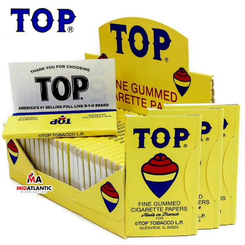 TOP Single Wide Fine Gummed Rolling Papers (100 Papers Per Booklet) *Display of 24 Booklets*