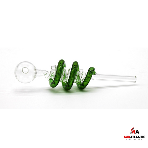 Colored Double Spiral Design Glass Oil Bubbler