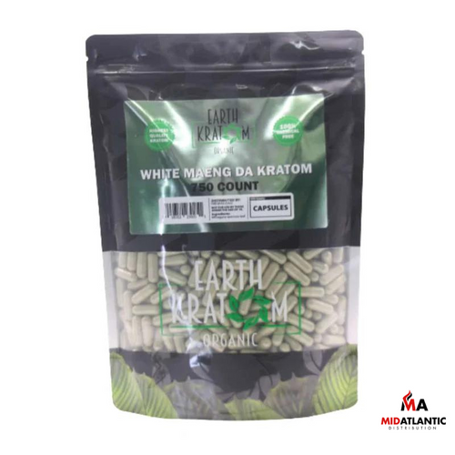 Earth Kratom Capsules *750 Capsules Per Pouch* - White Maeng Da