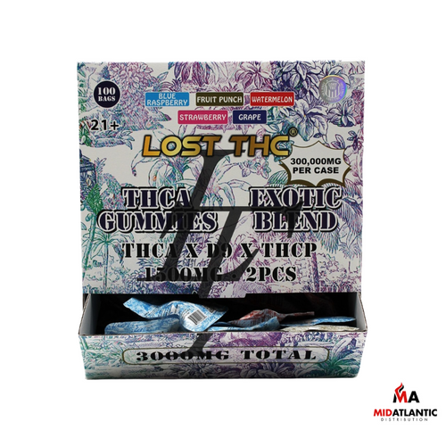 Lost THC Exotic Blend THCA 300,000mg Gummies (2 Gummies Per Pack) *Dispenser Display of 100 Packs*