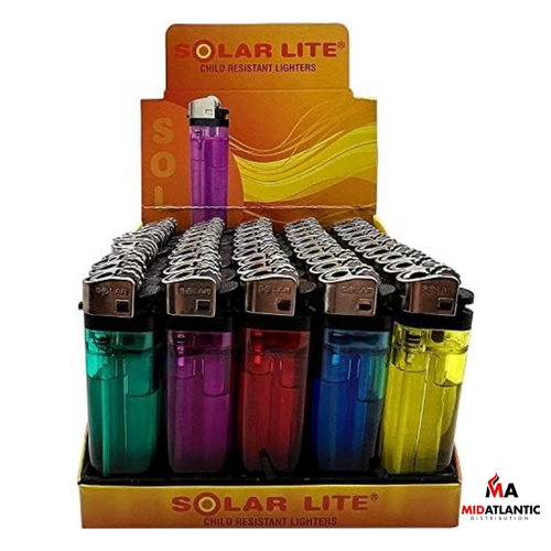 Solar Lite Child Resistant Lighters (Assorted Colors) *Display of 50*