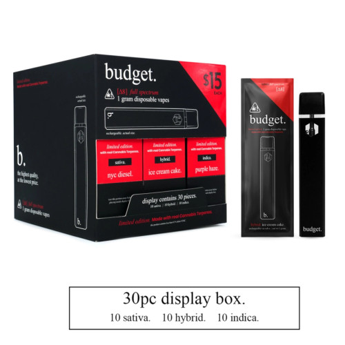 Budget THCA 1g Disposables - Limited Edition : Sour Tangie (Sativa) / Berry Gelato (Hybrid) / Skywalker OG (Indica)