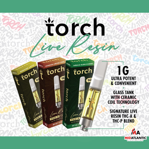 Torch LR THCA + THCP Blend 1g Cartridges Display of 5