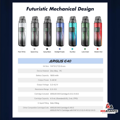 Voopoo Argus E40 1800mAh Pod System Kit - Futuristic Mechanical Design Voopoo Argus E40 1800mAh Pod System Kit - Futuristic Mechanical Design