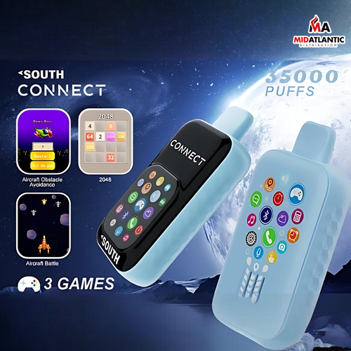 South Connect By North 35K Puffs 50mg 18mL Disposables w/ Bluetooth & Touch Screen