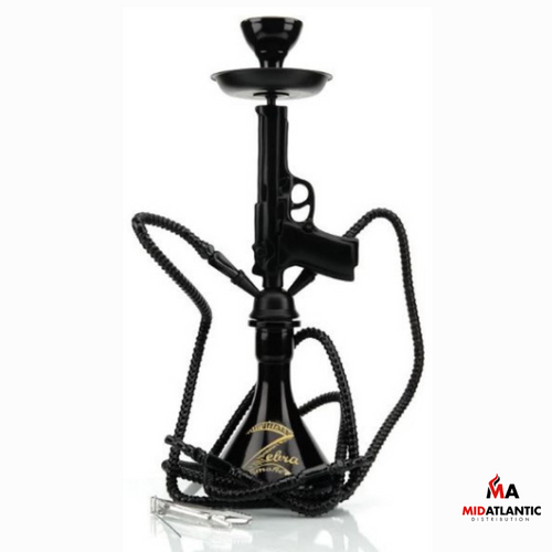 Zebra Smoke Pistol 14in Hookah (Assorted Colors) - Double Hose