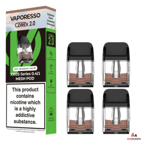 Vaporesso Xros Corex 2.0 Refillable 3mL Top Fill Replacement Pods Pack of 4 - 0.4ohm (Mesh) Vaporesso Xros Corex 2.0 Refillable 3mL Top Fill Replacement Pods Pack of 4 - 0.4ohm (Mesh)