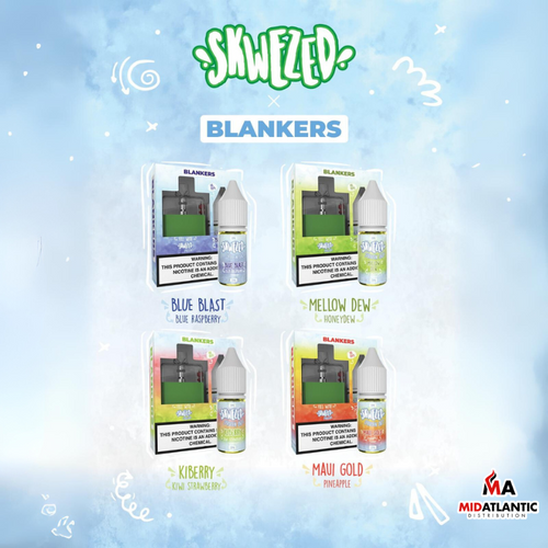 Skwezed Blankers Disposable Device Kit w/ 1x 10mL Salt Nic Sample *Display of 5* Skwezed Blankers Disposable Device Kit w/ 1x 10mL Salt Nic Sample *Display of 5*