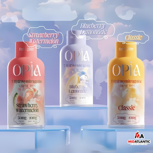 OPiA 30mg 7-Hydroxy 30mL Shots Display of 12