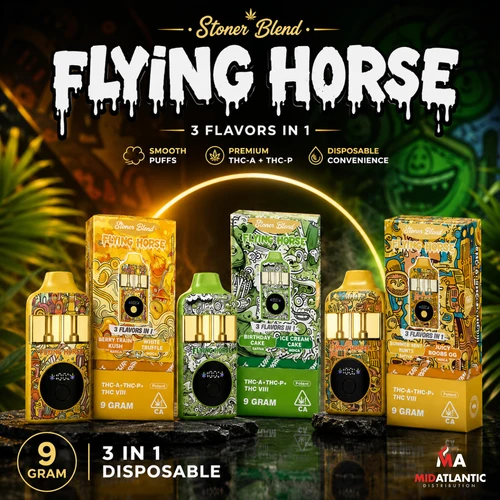 Flying Horse Stoner Blend 3-in-1 LR THCA-P 9g Disposables *Display of 5*