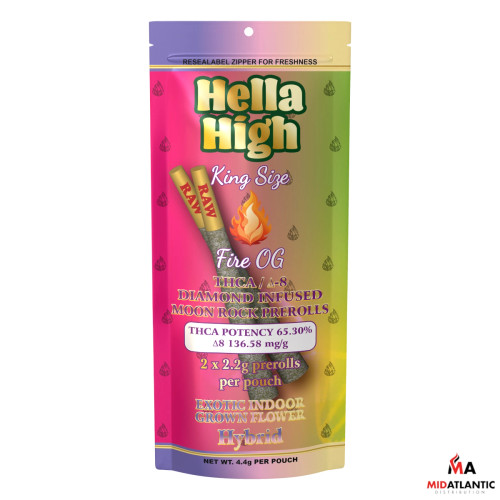 BioLeaf Hella High THCA + D8 Diamond Infused Moon Rock King Size 2.2g Pre-Rolls - Fire OG (Hybrid)
