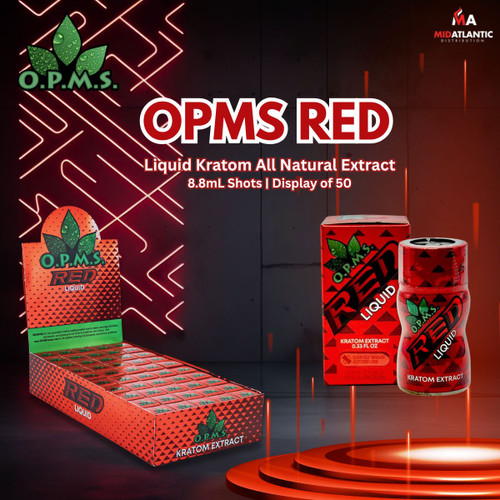 OPMS Red Liquid Kratom All Natural Extract 8.8mL Shots *Display of 50*