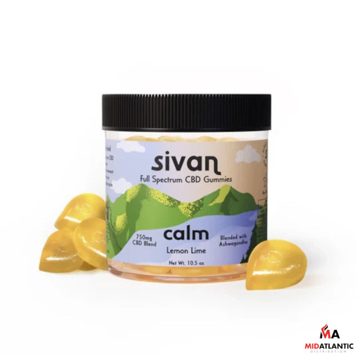Sivan 750mg CBD Gummies (30 Gummies Per Jar) - Lemon Lime (Calm Blend / Full Spectrum + Ashwagandha)
