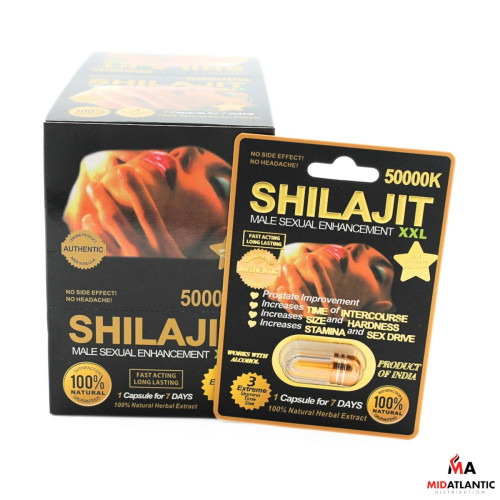 Shilajit XXL 50000k Male Enhancement Capsules (1 Capsule Per Pack) *Display of 24*