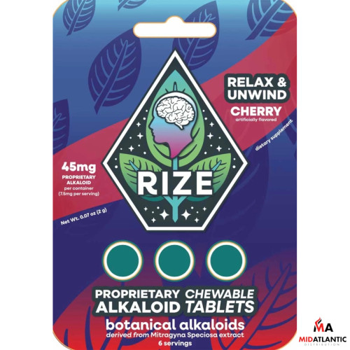 Rize Botanicals Relax & Unwind Pseudo 7-OH 15mg Tablets (3 Tablets Per Pack) *Display of 10*