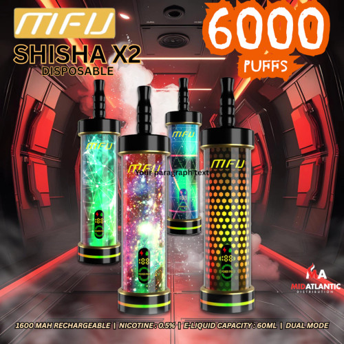 MFU Shisha X2 60k Puffs 50mg 60mL Disposables *Display of 5* MFU Shisha X2 60k Puffs 50mg 60mL Disposables *Display of 5*