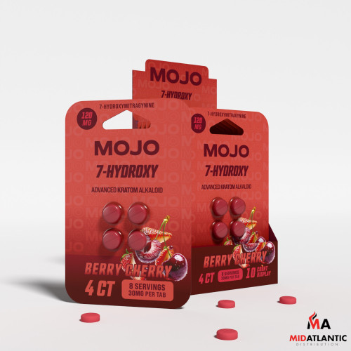 MOJO Advanced High Strength 30mg 7-Hydroxy Kratom Extract Tablets (4 Tablets Per Pack) *Display of 10*