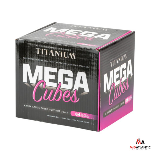Hookah John Titanium MEGA Coconut Coals *1KG Box 64 Cubes*