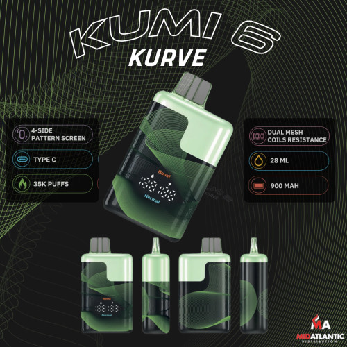 KUMI Six Kurve 35K Puffs 50mg (NoNic6 / SFN) 28mL Disposables *Display of 5* KUMI Six Kurve 35K Puffs 50mg (NoNic6 / SFN) 28mL Disposables *Display of 5*