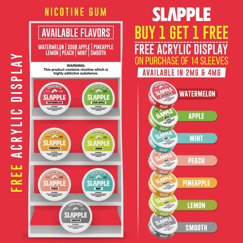 Slapple Nicotine Gum (40 Pieces Per Can) PROMO Slapple Nicotine Gum (40 Pieces Per Can) PROMO