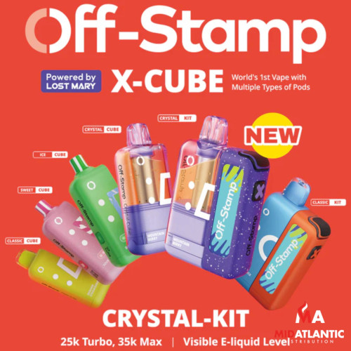 Lost Mary Off-Stamp X-Cube Cyrstal 35k Puffs 50mg 19mL Pod Disposables (Full Kit) *Display of 5* Lost Mary Off-Stamp X-Cube Cyrstal 35k Puffs 50mg 19mL Pod Disposables (Full Kit) *Display of 5*
